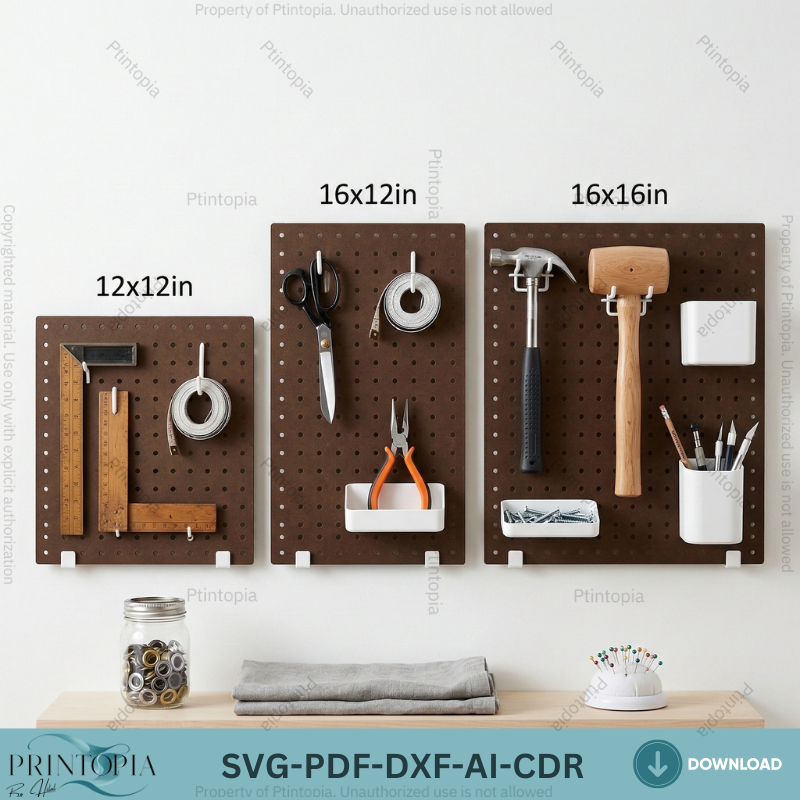 22 Sizes Pegboard Laser Cut Templates, Round Hole Wall Organizer Panel,Tool Display Board 336