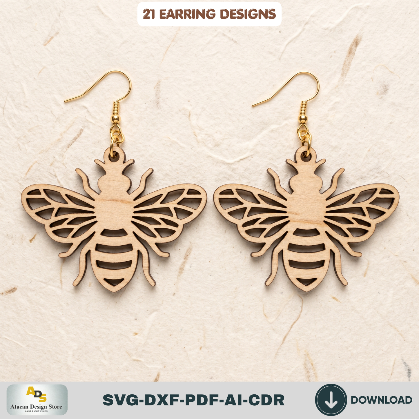 21 Wooden Earring SVG Bundle Laser Cut Jewelry Templates Glowforge DIY Wood Earrings Cutting Files