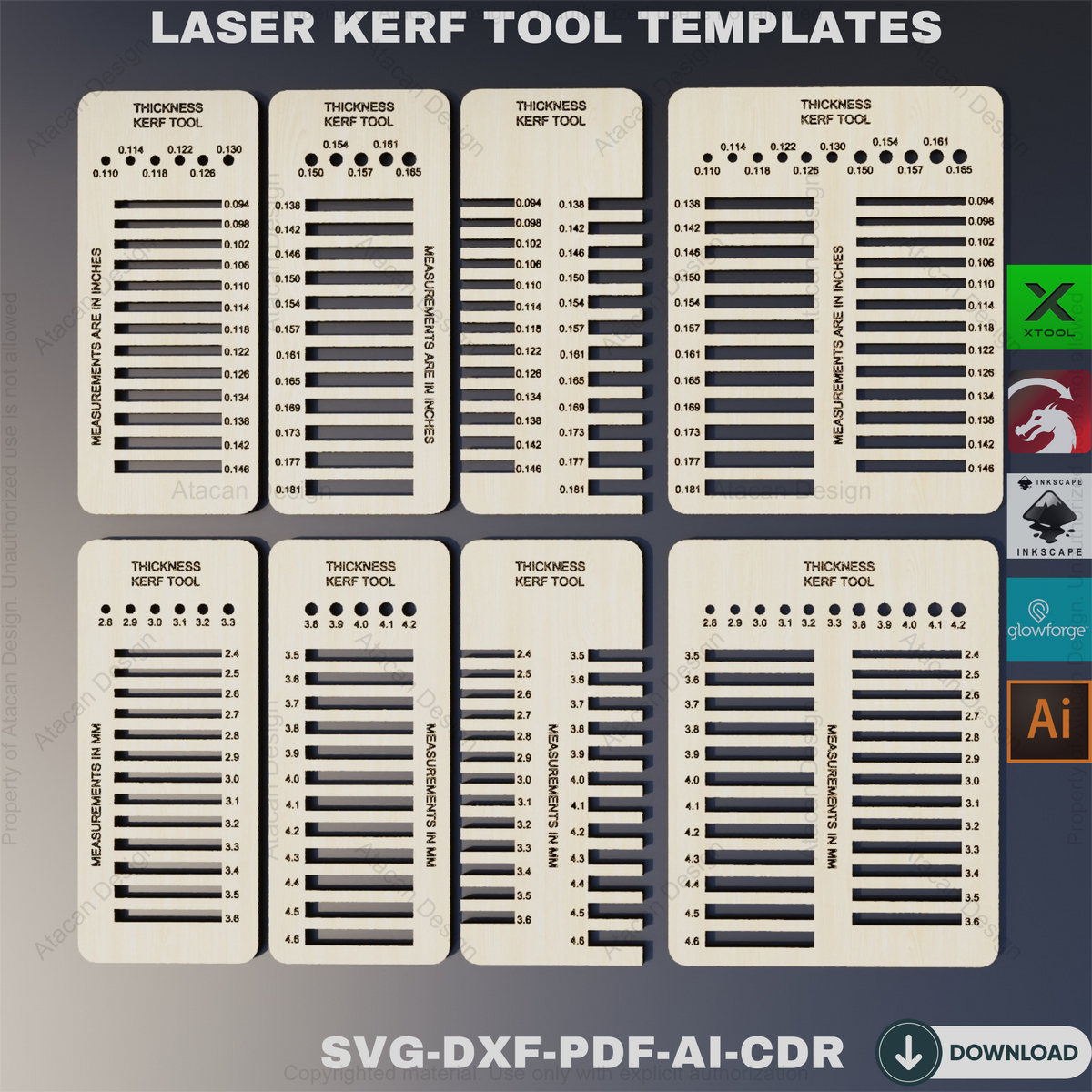 Kerf Test Material Thickness Kerf Tool Precision Testing Guide for Laser Cutting ...