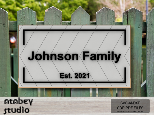 Personalized Faux Shiplap Name Sign - Custom Family Sign with Frame & Pattern 717