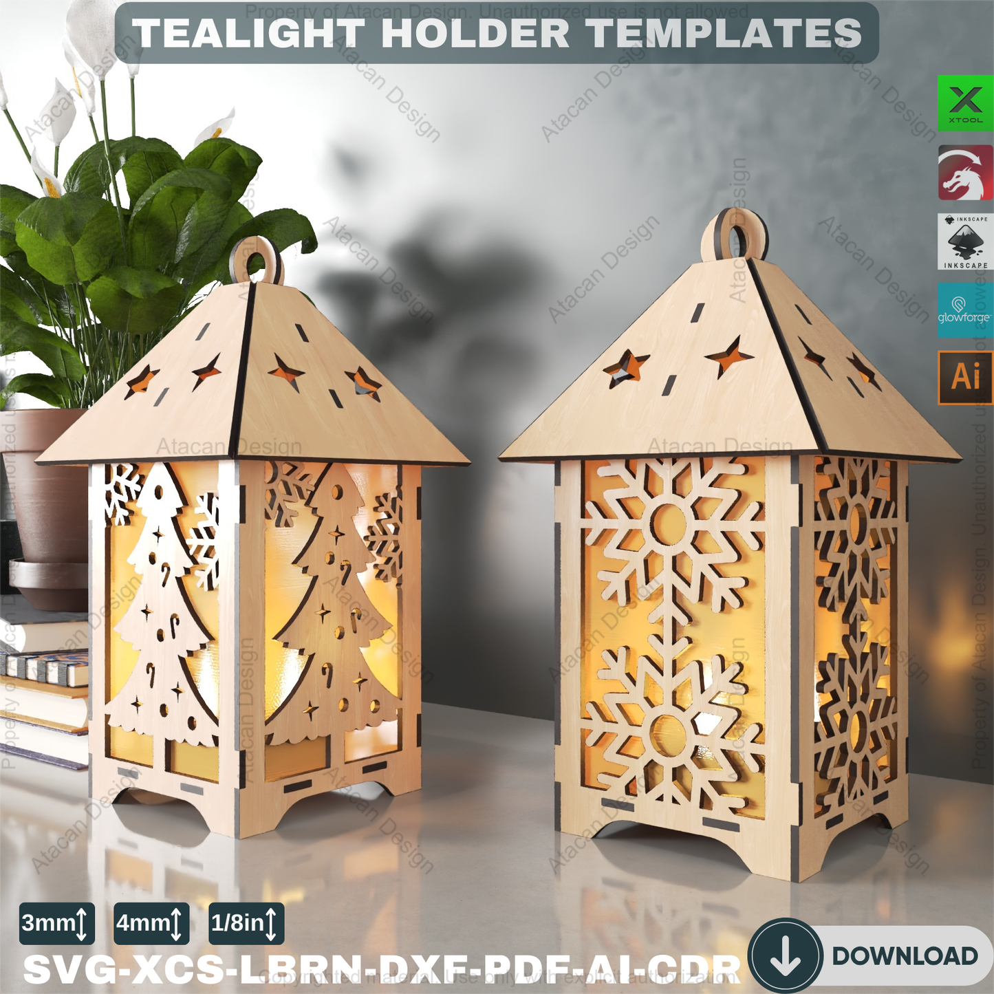 DIY Festive Tealight Lantern Templates: 7 Unique Laser Cut Files for Tables 886