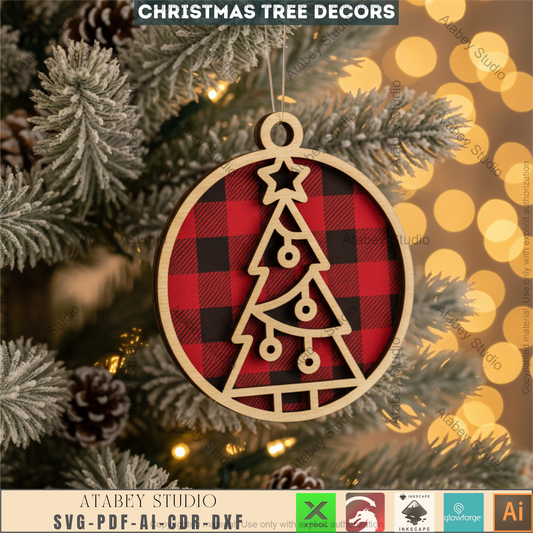 Festive Christmas Trees - Ornament Laser Bundle - Holiday Tree Decor & New Year Tree Templates for DIY Crafting 099