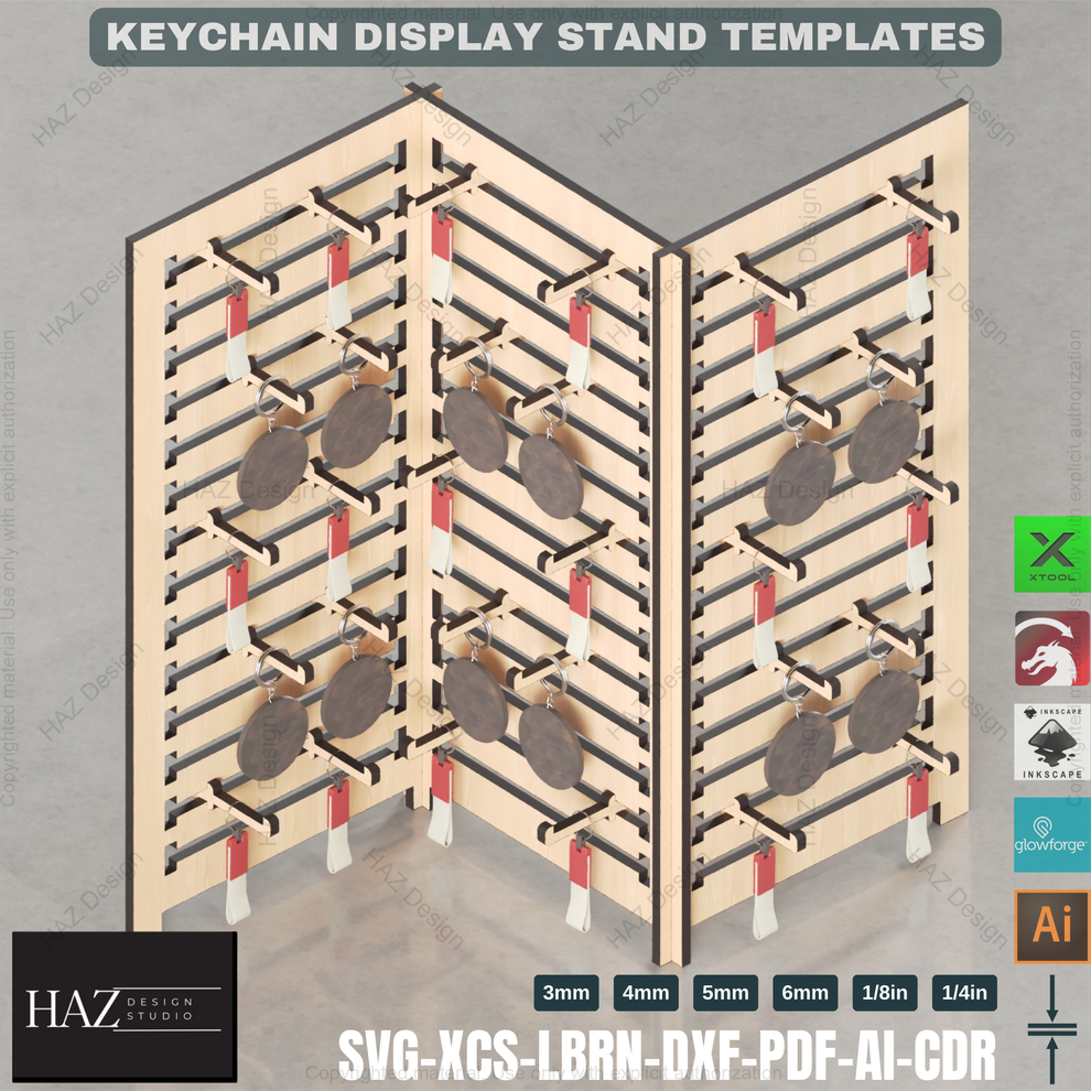 Laser Cut Keychain Stand - Modular Display - 2 Sizes,Adjustable Keycha ...