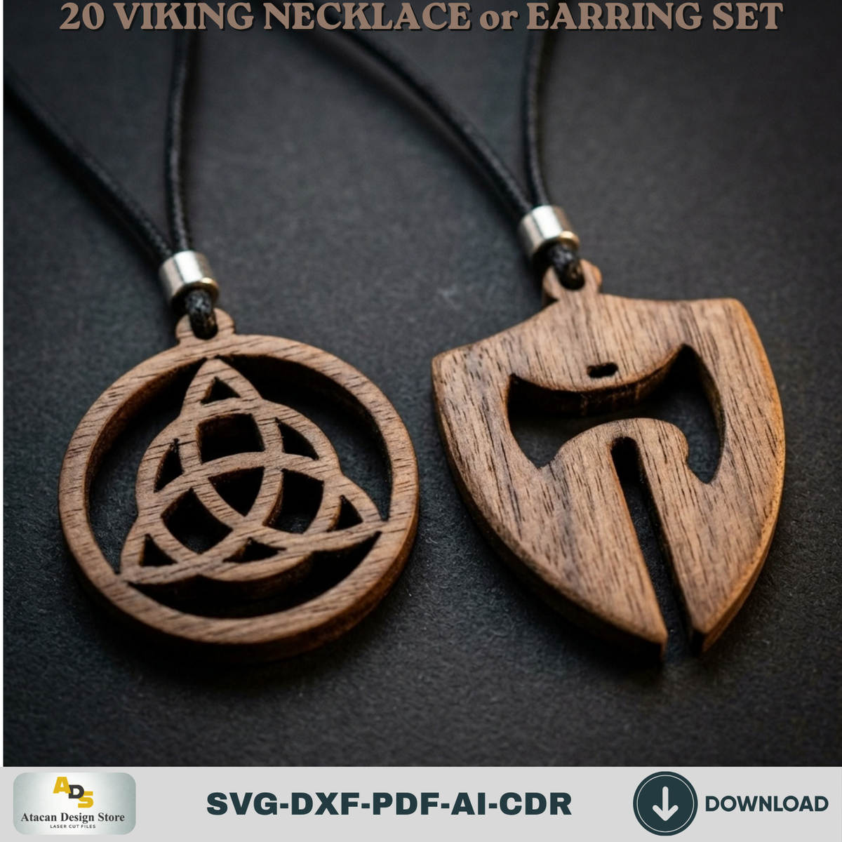 20 Viking Norse Jewelry Laser Cut Templates Necklace Earring Pendant Designs