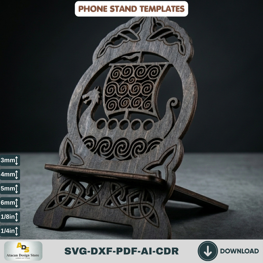 Viking Celtic Phone Stand SVG Laser Cut Templates Wood Holder Pattern 973
