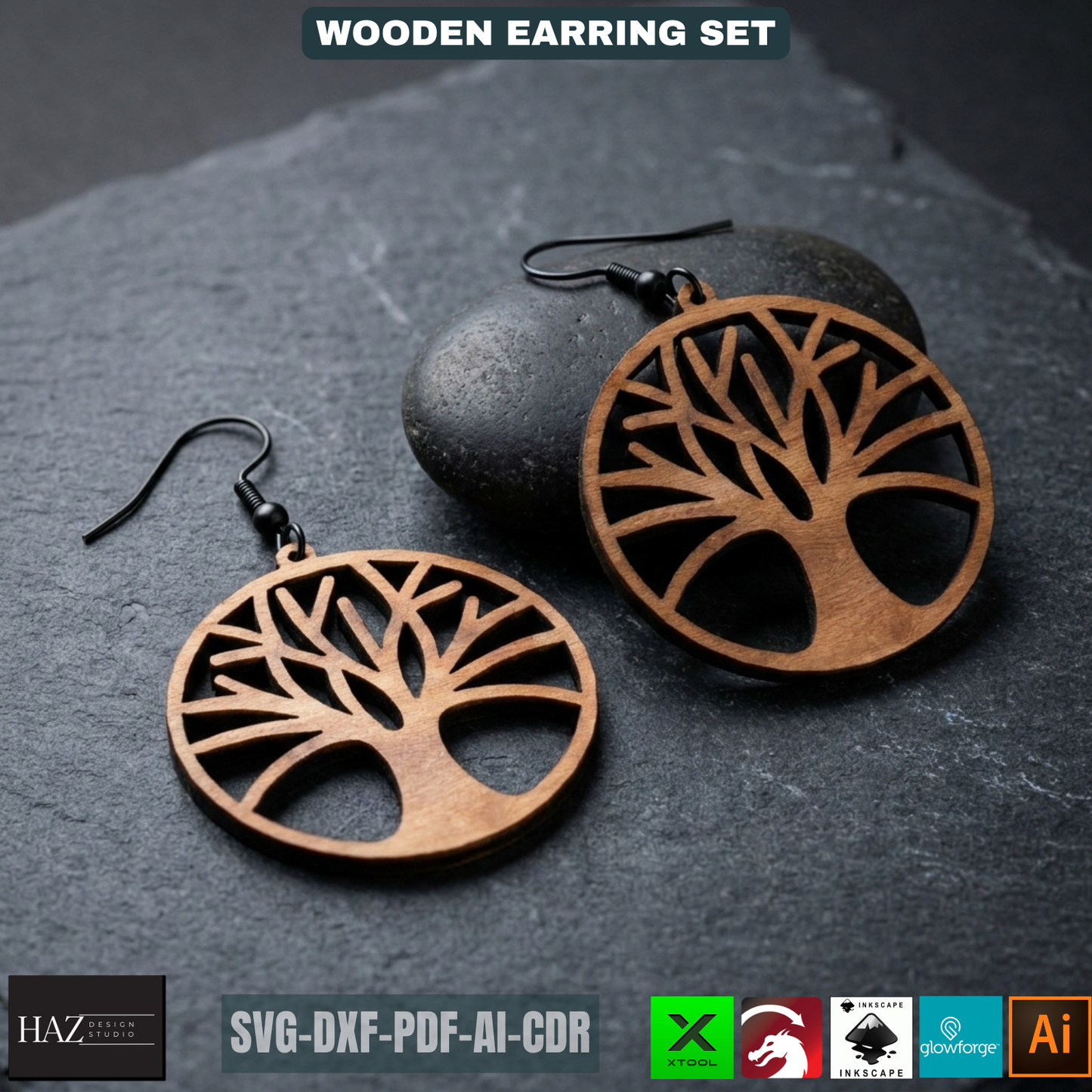 Laser Cut Earring SVG Bundle, Unique Wood Earring Designs, DIY Jewelry Files for Laser Cutter 478