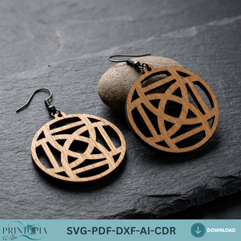 10 Wooden Earring Laser Cut Files SVG Bundle Geometric Jewelry Templates DIY Wood Earring