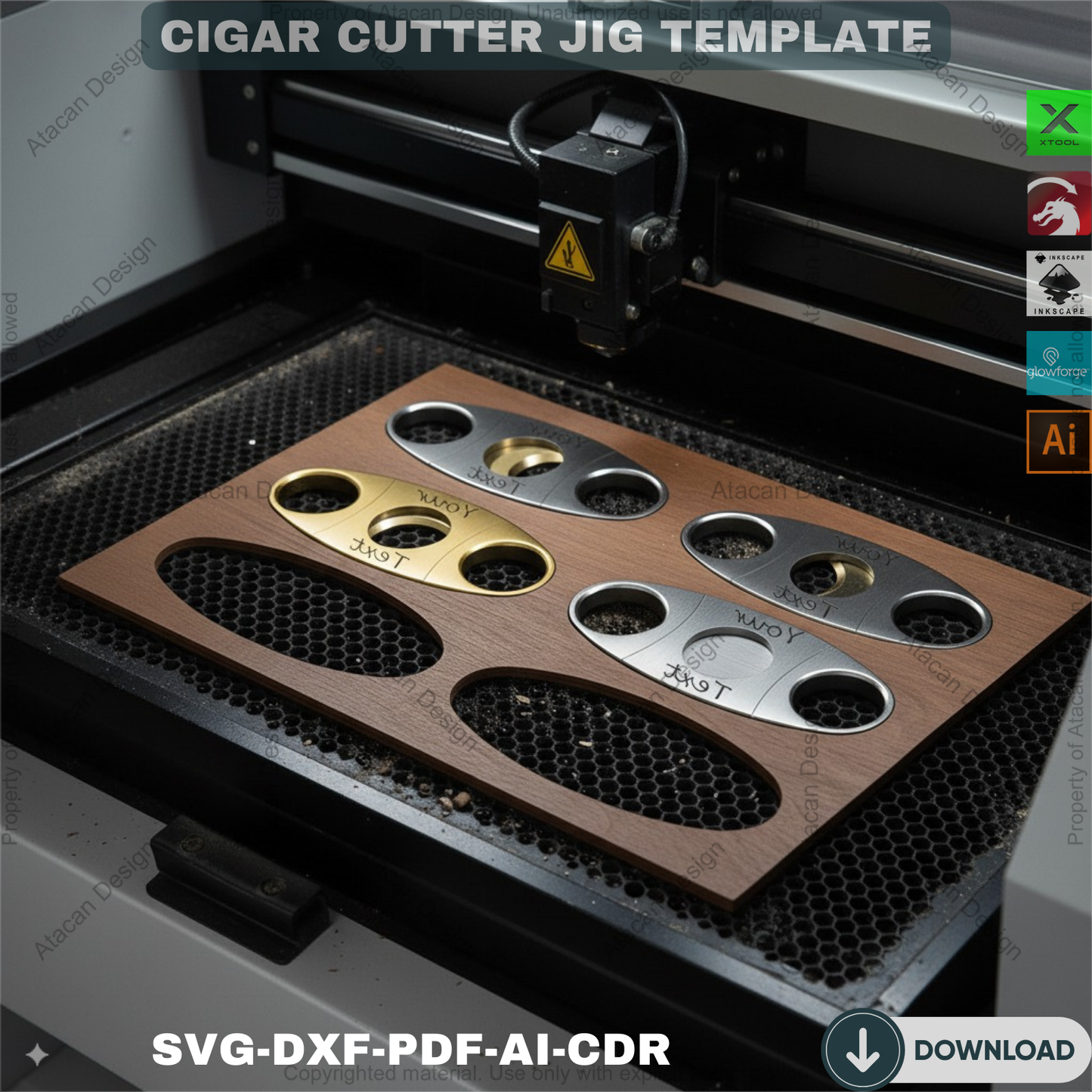 Cigar Cutter Jig Template for Laser Cutting | Perfect for Personalized Groomsmen Gifts 749