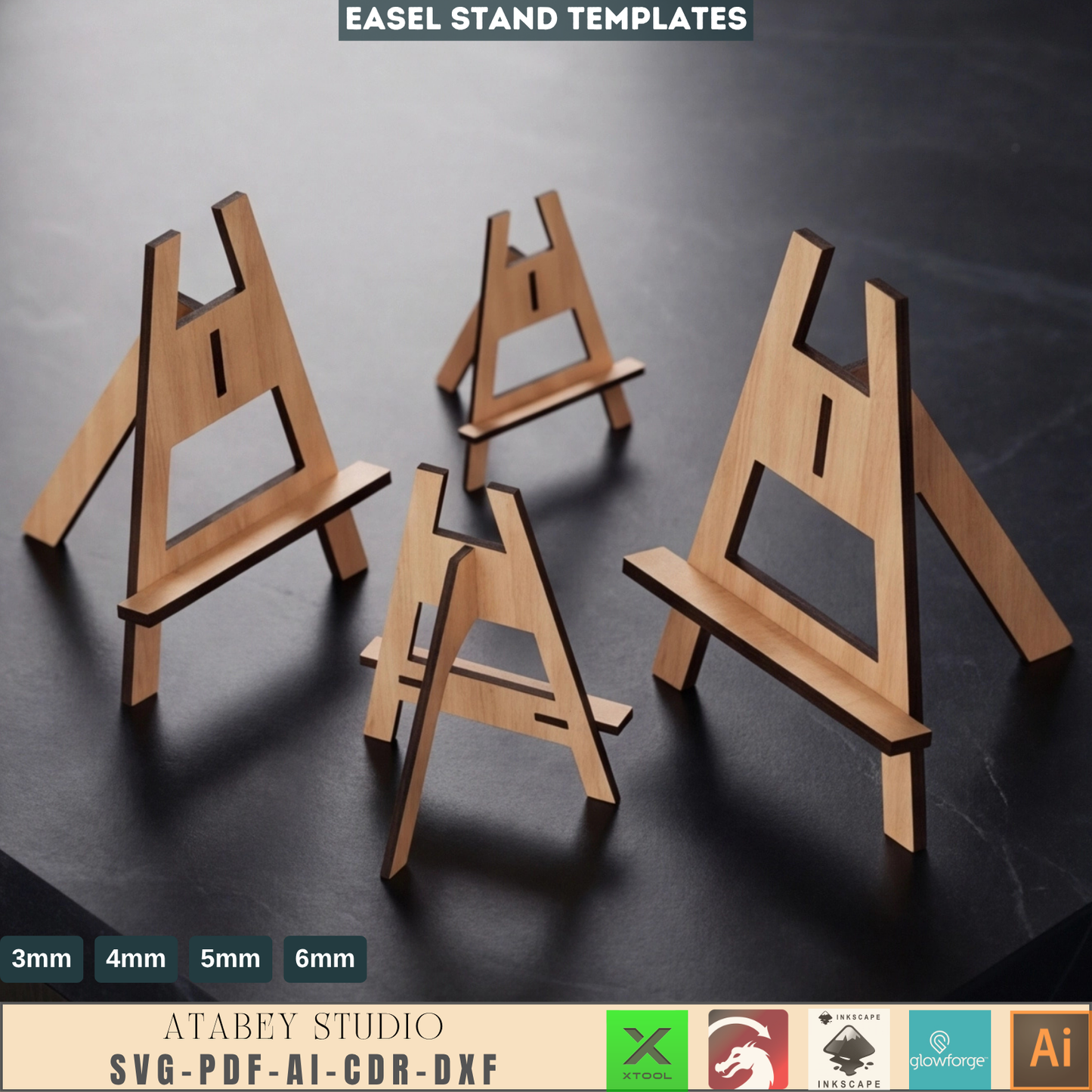 Wooden Easel Stand Art Display Stands Table Sign Laser Cut Picture Holder