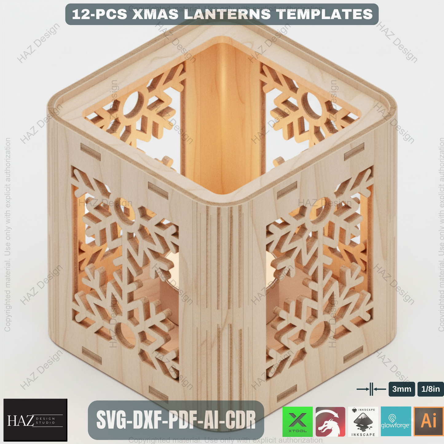 Christmas Lantern SVG Laser Cut Files | Xmas Tealight Holder Decor | DIY Wood Lamp Templates 484