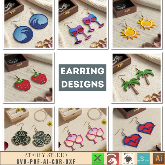 Laser Cut Earring SVG Bundle: Unique Wood Earring Designs, DIY Jewelry Kit, Digital Download for Crafting & Gifts 954