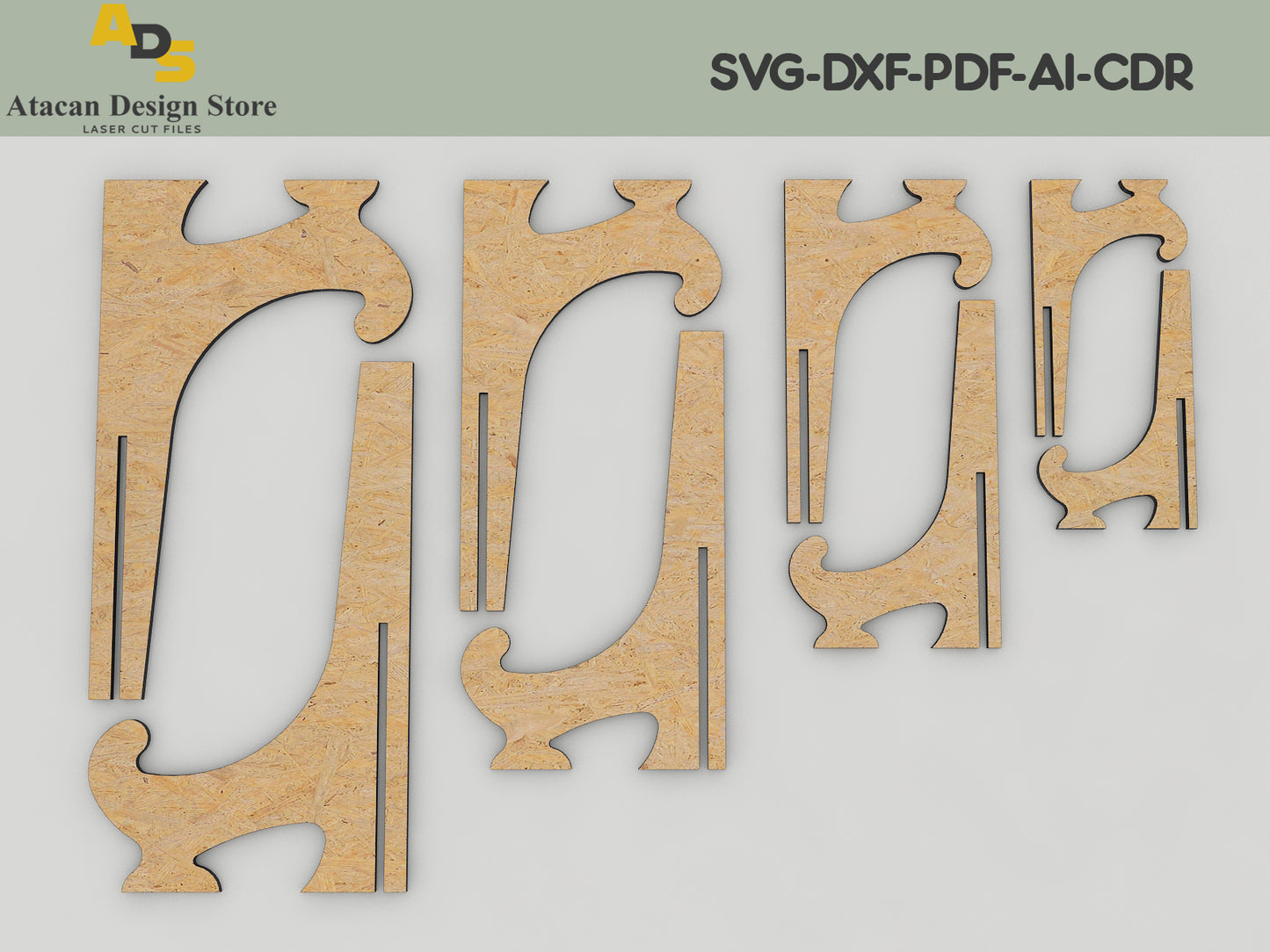 Classic Easel Display Stand Laser Cut Files – Adaptable for Multiple Material Thicknesses 399