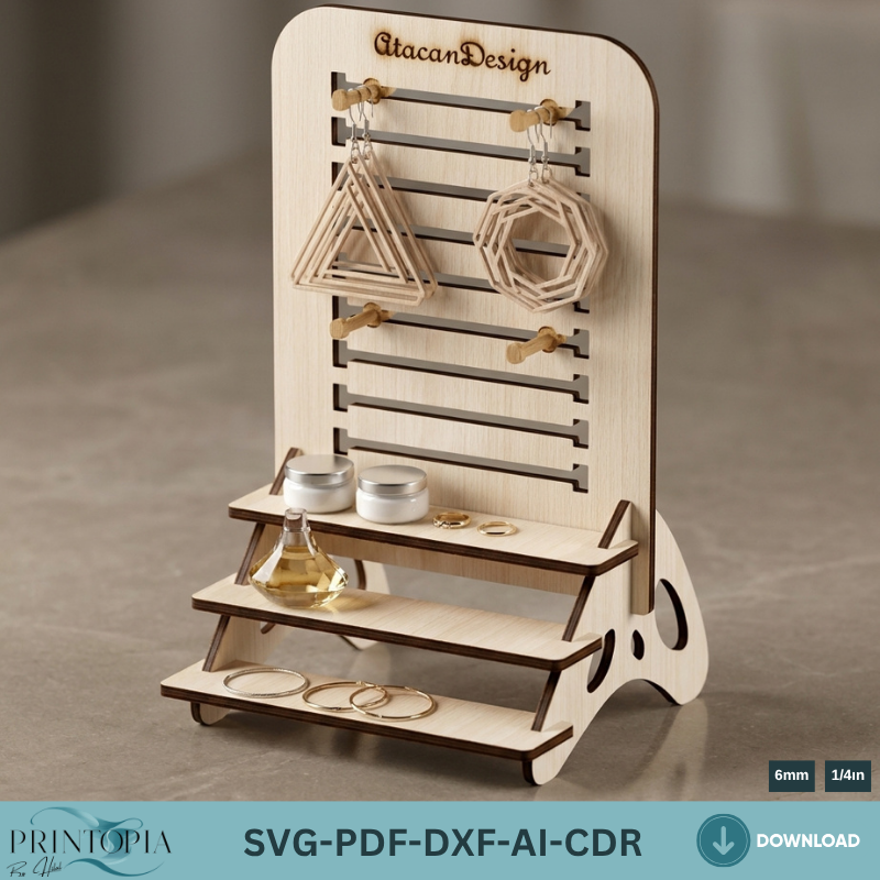 Wooden Earring Jewelry Display Stand / Craft Fair Display Holder