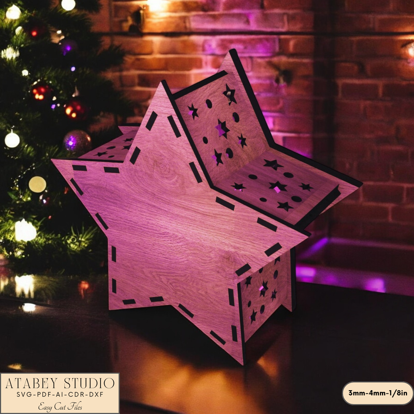 Christmas Star Lantern – Laser Cut Candle Holder for Festive Night Christmas Lantern with Snowy Scene for Holiday Decor 905