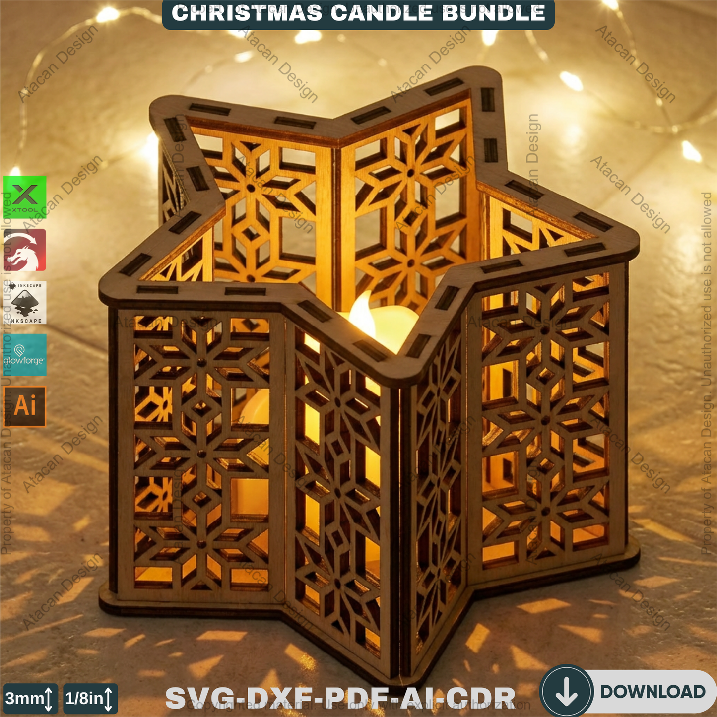 Star Christmas Lantern Bundle – Laser Cut Candle Holders & Tealight Boxes – Festive Table Decor 926