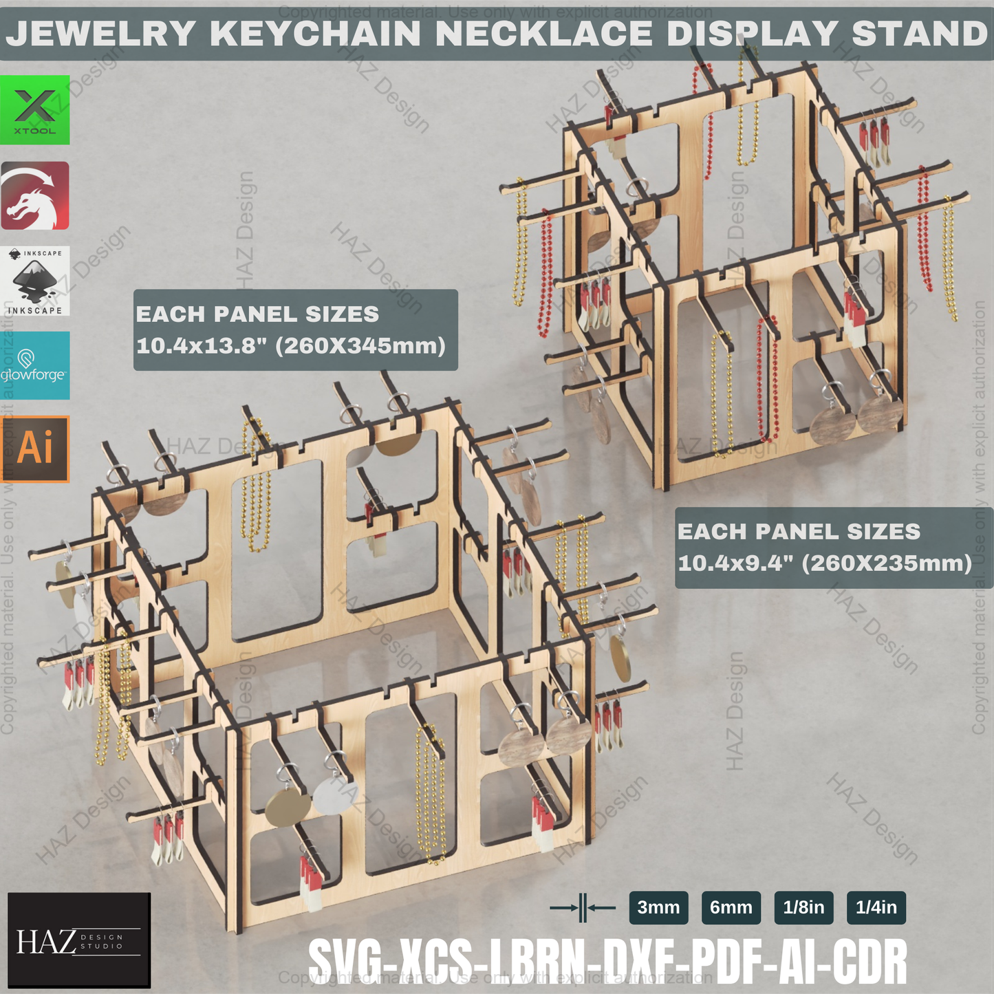 Modular Jewelry & Keychain Display Stand | Laser Cut Design for Craft Fairs & Vendor Booths 436