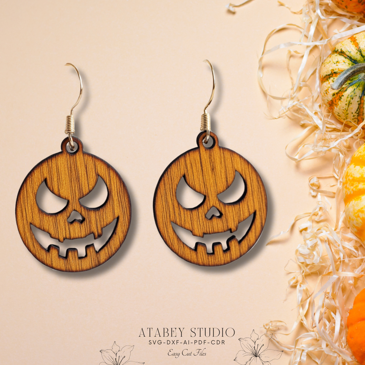 Laser Cut Halloween Earrings - Unique Skull, Cat, Pumpkin & Coffin Template Bundle 880