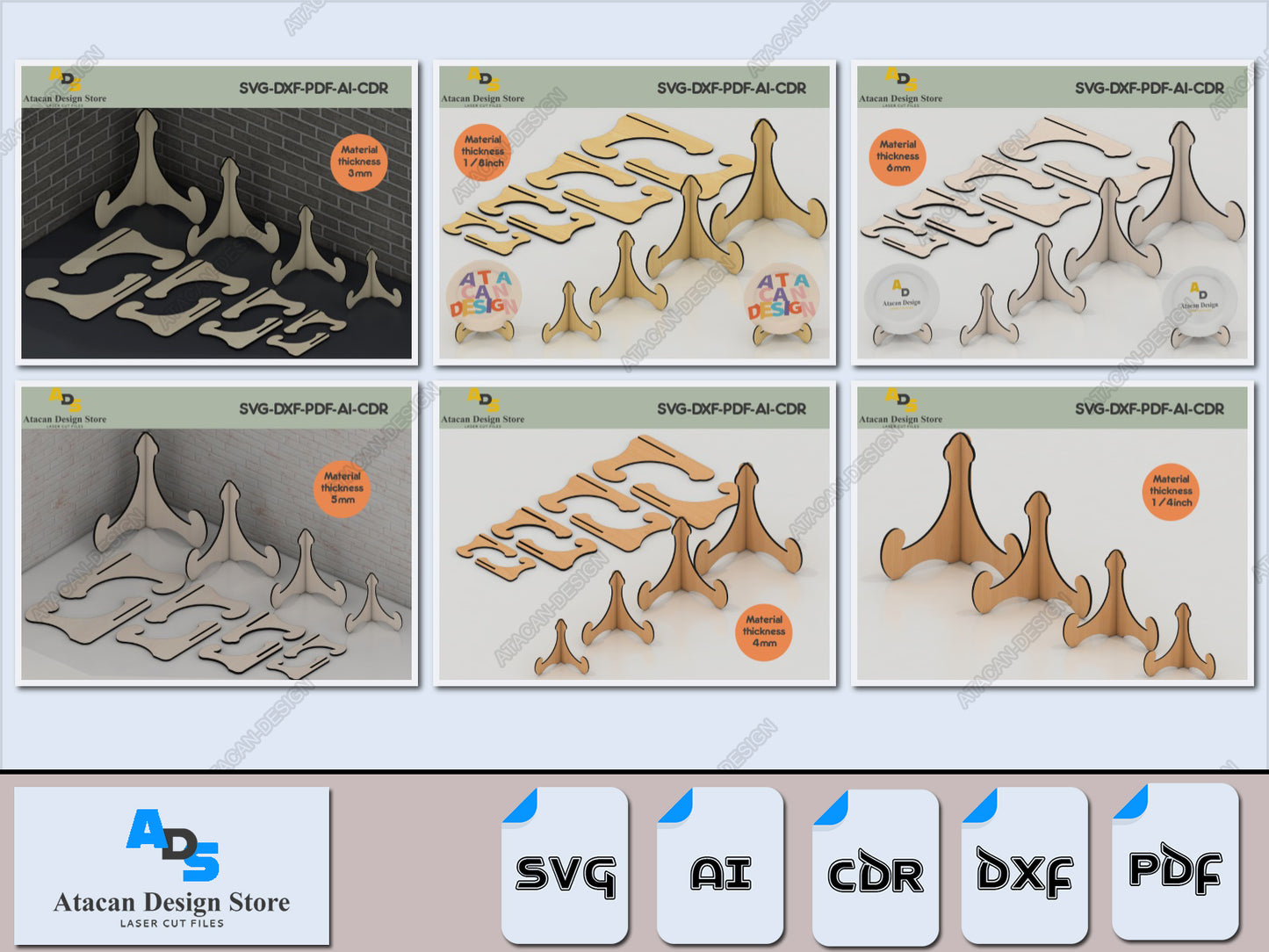 Fluid Design Easel Display Stands - Adaptable Laser Cut Files for All Sizes 410