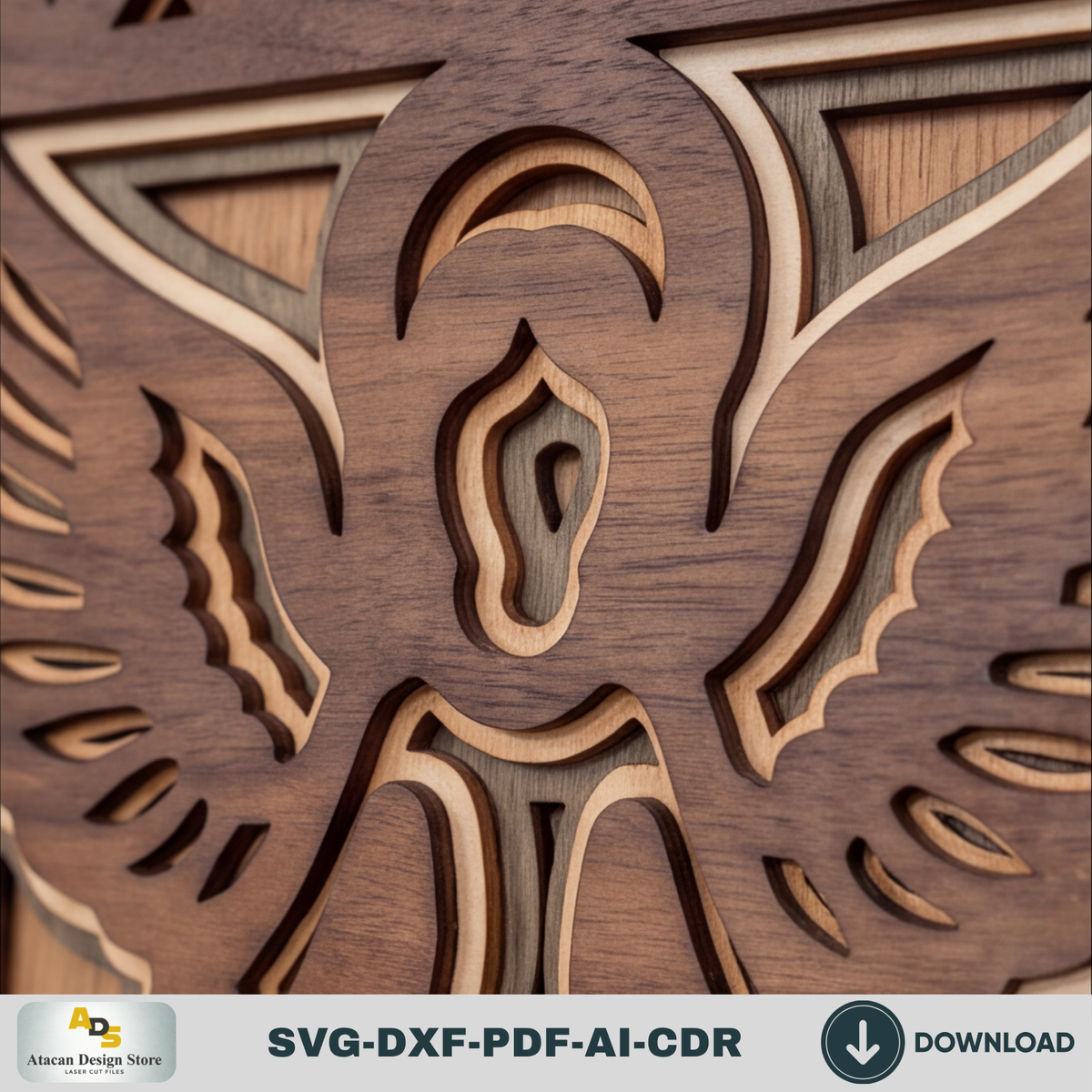 3D Angel Wall Decor Laser Cut Pattern, Religious Shadow Box Plaque, Christian Gift Glowforge Design