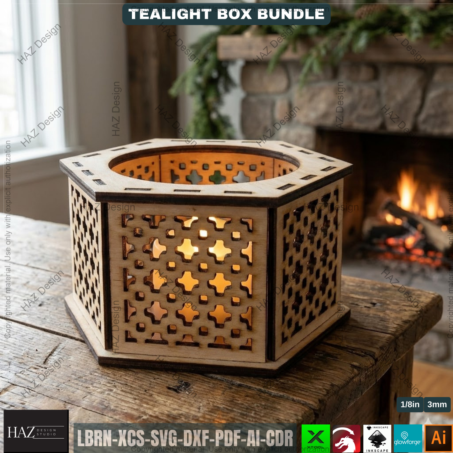 Christmas Candle Lantern Bundle | Tealight Holder Laser Cut Files | Holiday Table Decor 506