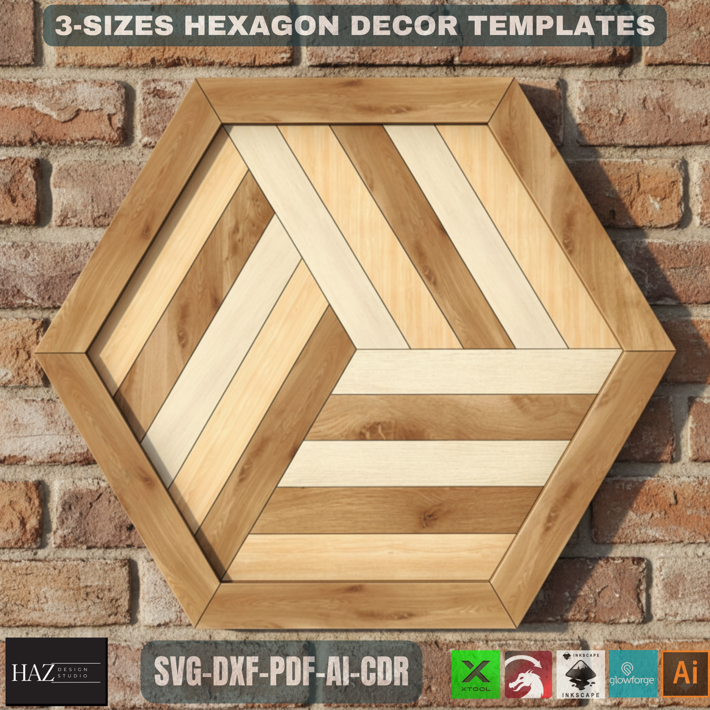 Hexagon Tray SVG file, Wooden Wall Decor laser cut template, Glowforge Cutting Plan 328
