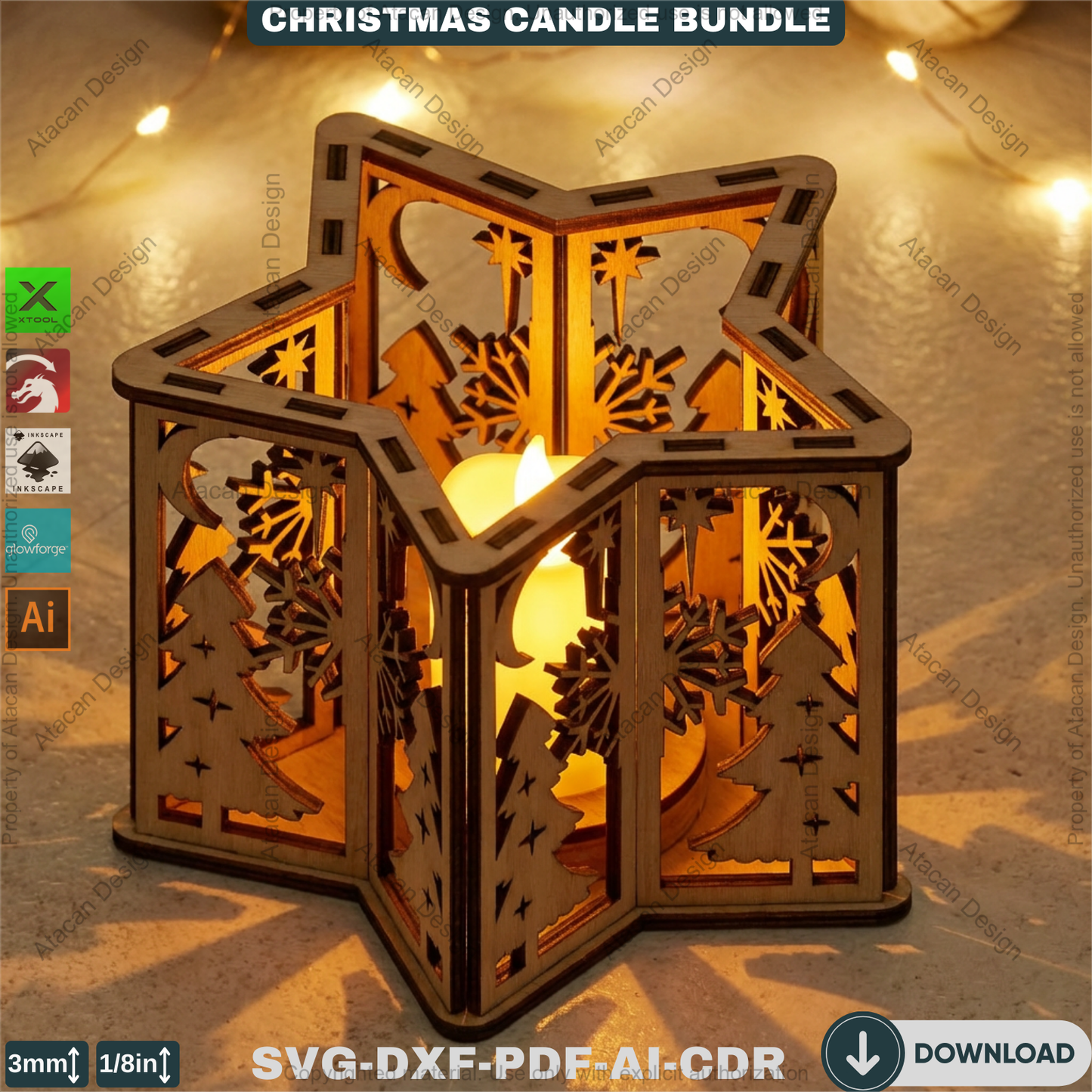 Star Christmas Lantern Bundle – Laser Cut Candle Holders & Tealight Boxes – Festive Table Decor 926