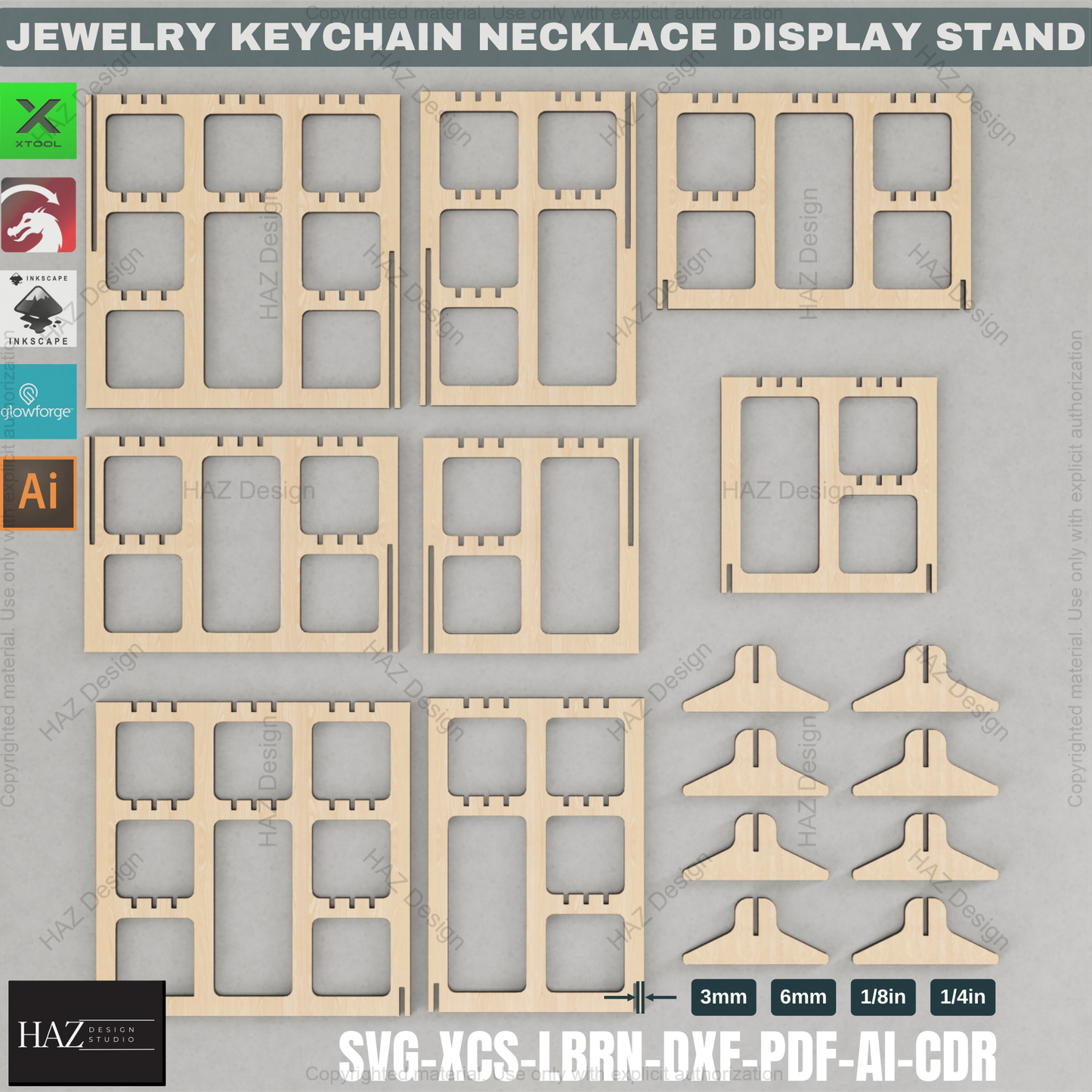 Modular Jewelry & Keychain Display Stand | Laser Cut Design for Craft Fairs & Vendor Booths 436