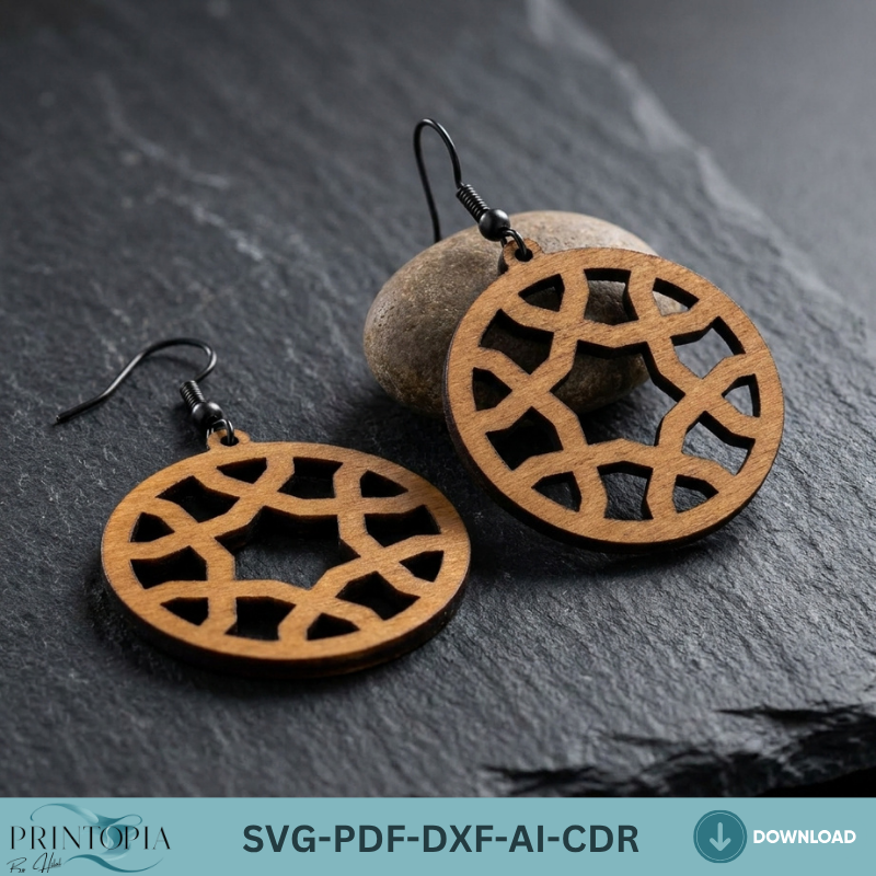 Wooden Earring Laser Cut Jewelry Templates Boho Geometric Flower Earrings