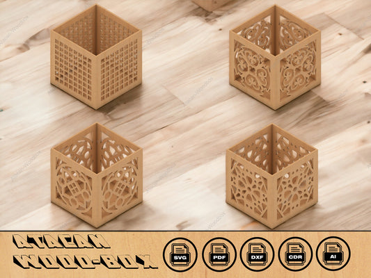 Laser Boxes With Pattern / Cnc laser cut SVG Files / Glowforge case 196
