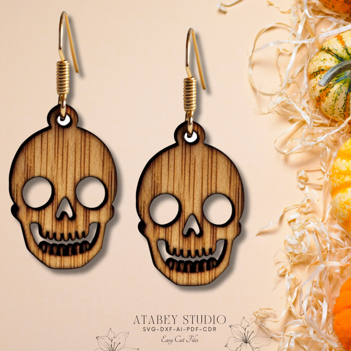 Laser Cut Halloween Earrings - Unique Skull, Cat, Pumpkin & Coffin Template Bundle 880