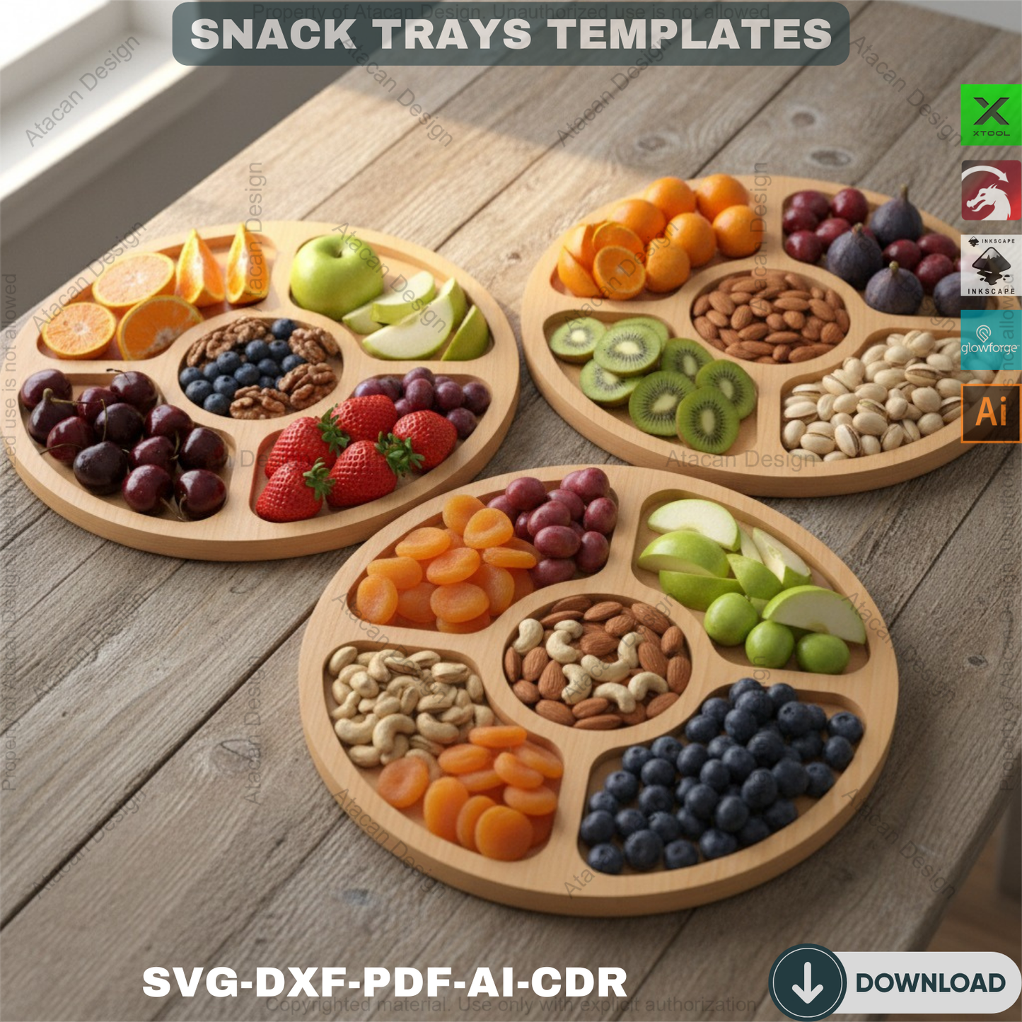 DIY Charcuterie Boards - Snack Trays Laser Cut  Files for Stylish Serving 523