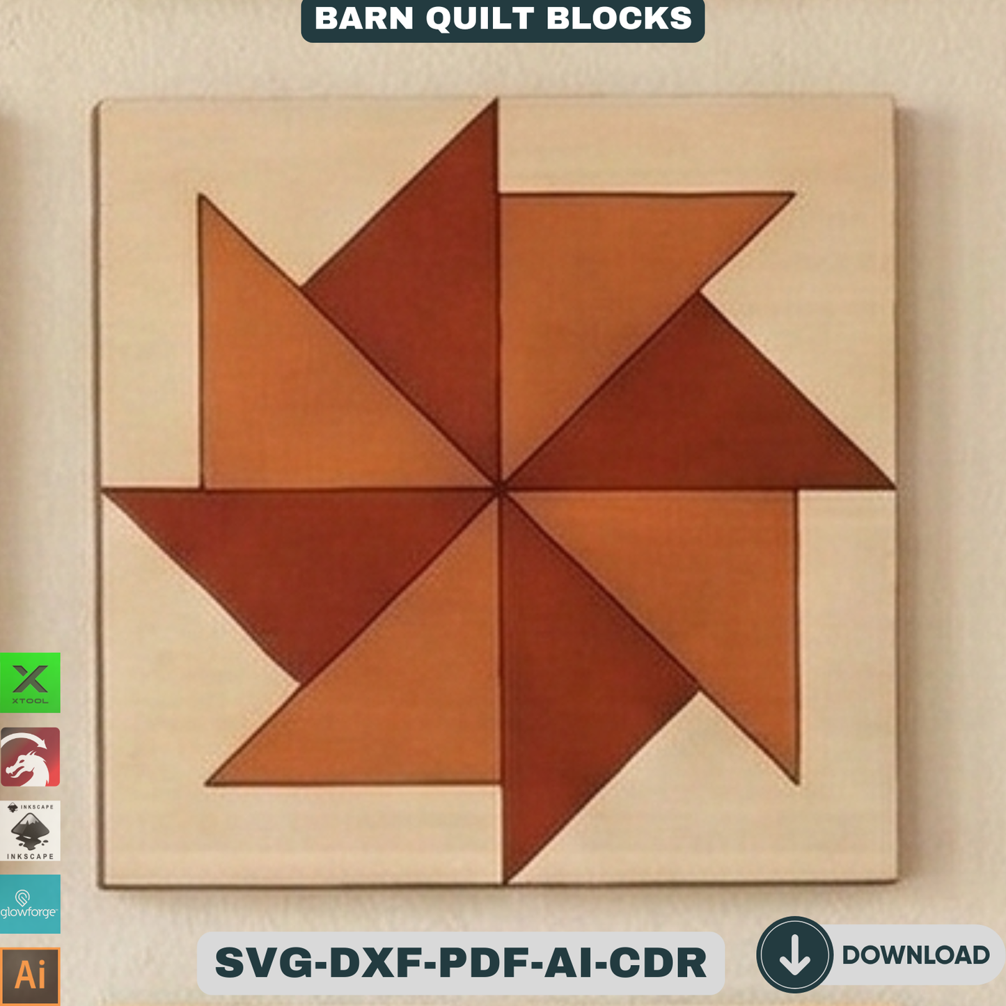 Barn Quilt Blocks, Geometric Patchwork Wall Patterns, DIY Wood Sign Mosaic Decor 937