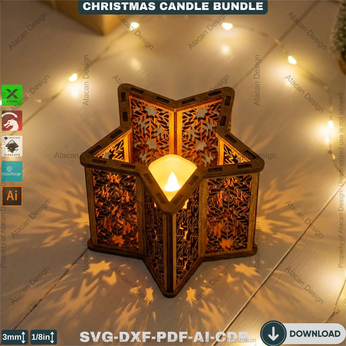 Star Christmas Lantern Bundle – Laser Cut Candle Holders & Tealight Boxes – Festive Table Decor 926