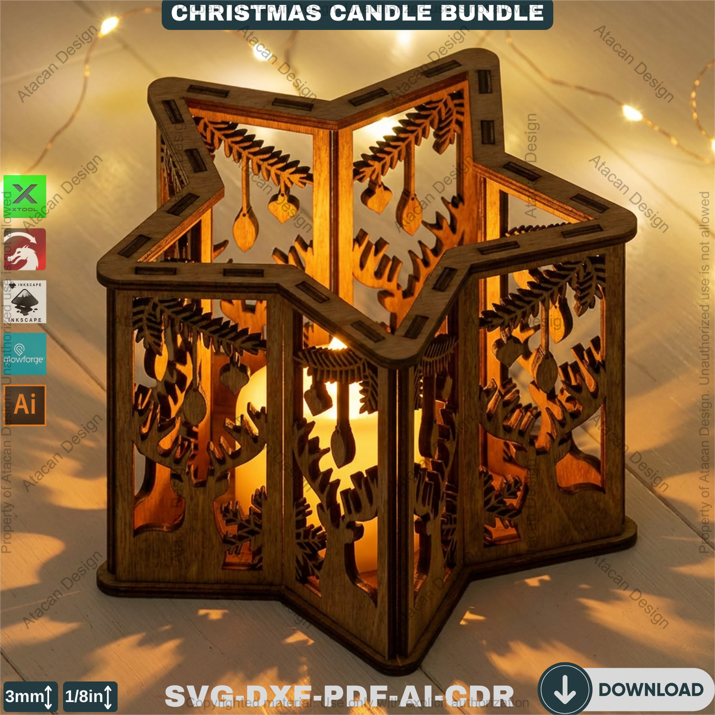Star Christmas Lantern Bundle – Laser Cut Candle Holders & Tealight Boxes – Festive Table Decor 926