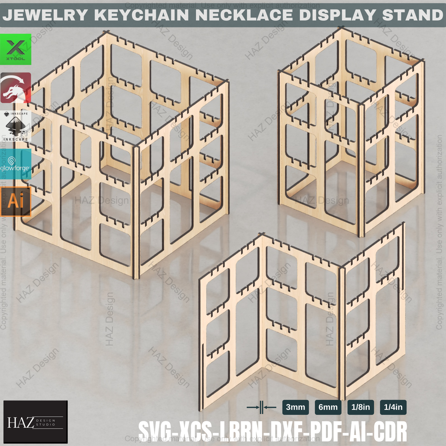 Modular Jewelry & Keychain Display Stand | Laser Cut Design for Craft Fairs & Vendor Booths 436
