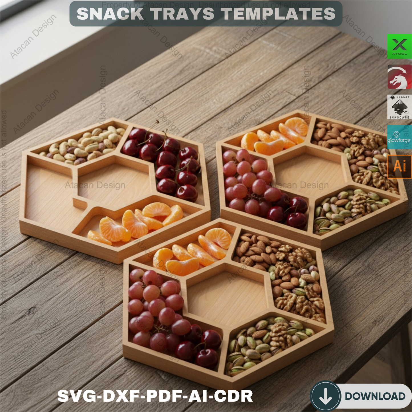 DIY Charcuterie Boards - Snack Trays Laser Cut  Files for Stylish Serving 523