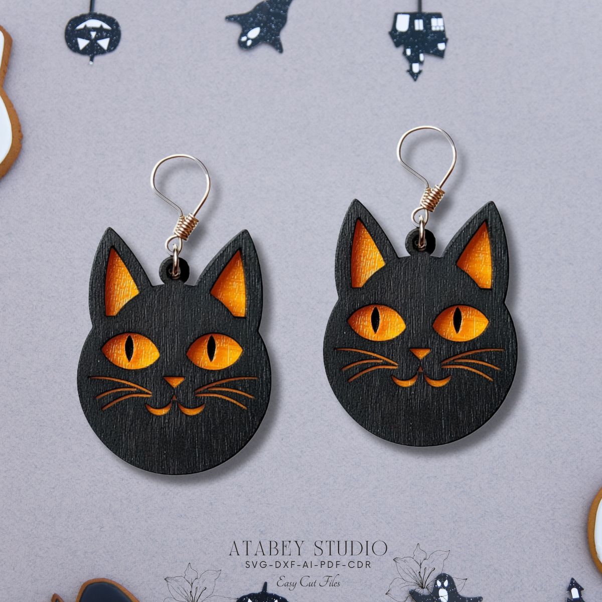 Halloween Earring Bundle - Black Cat, Ghost, Witch Hat & Coffin Designs for Laser Cutting 881