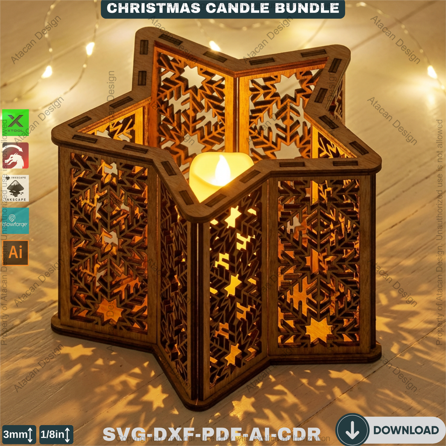 Star Christmas Lantern Bundle – Laser Cut Candle Holders & Tealight Boxes – Festive Table Decor 926