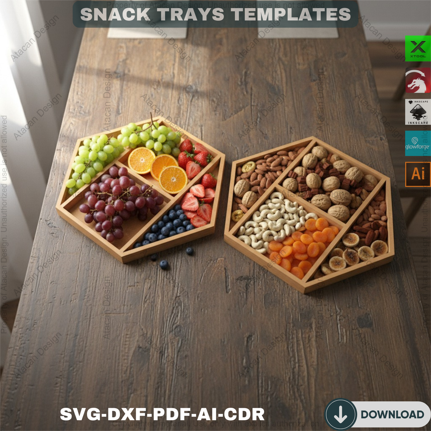 DIY Charcuterie Boards - Snack Trays Laser Cut  Files for Stylish Serving 523