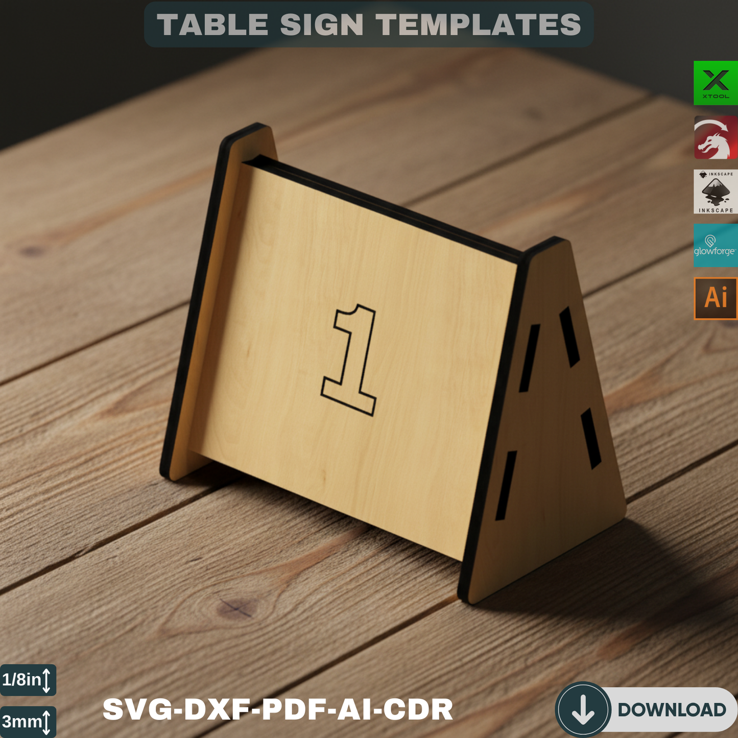 Reserved Table Sign & Menu Holder - Wooden Table Number Signs for Events, Wedding, Restaurant Decor, Digital Laser Cut Files