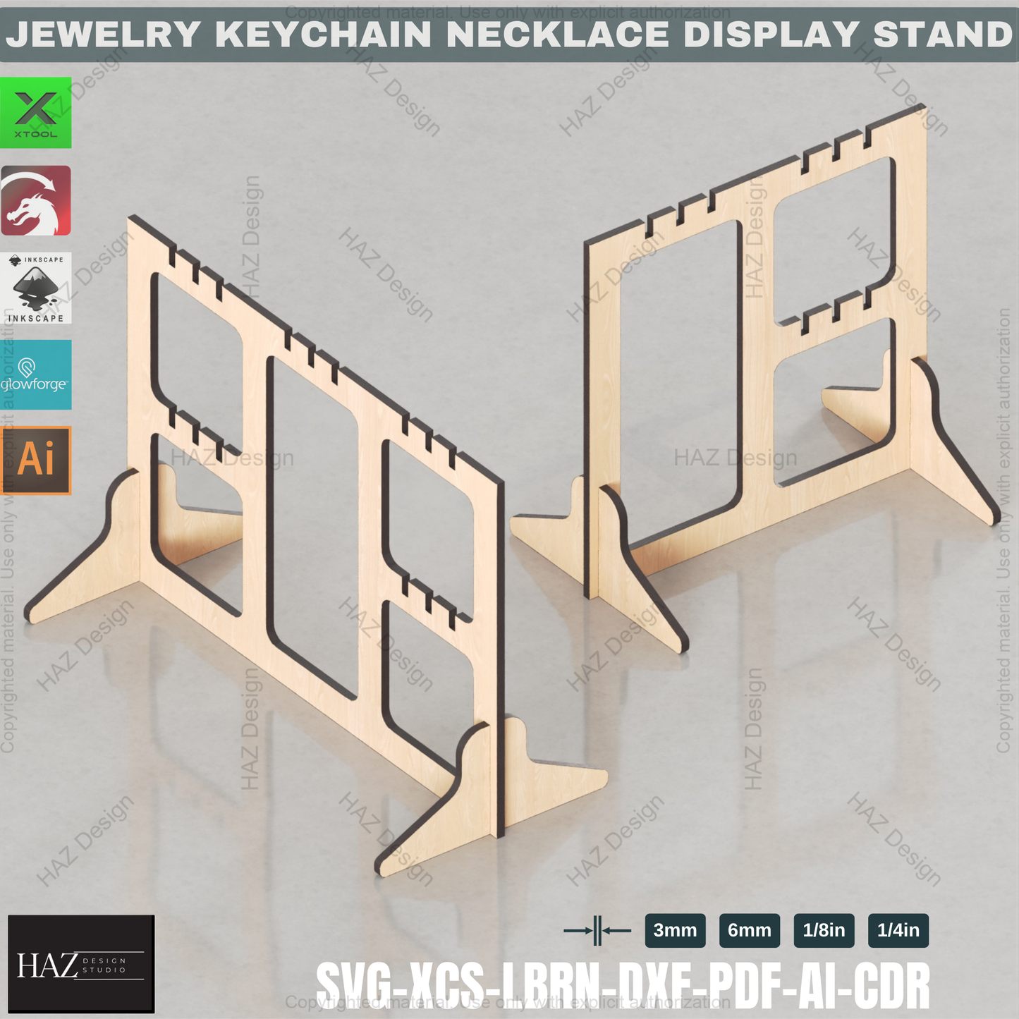 Modular Jewelry & Keychain Display Stand | Laser Cut Design for Craft Fairs & Vendor Booths 436