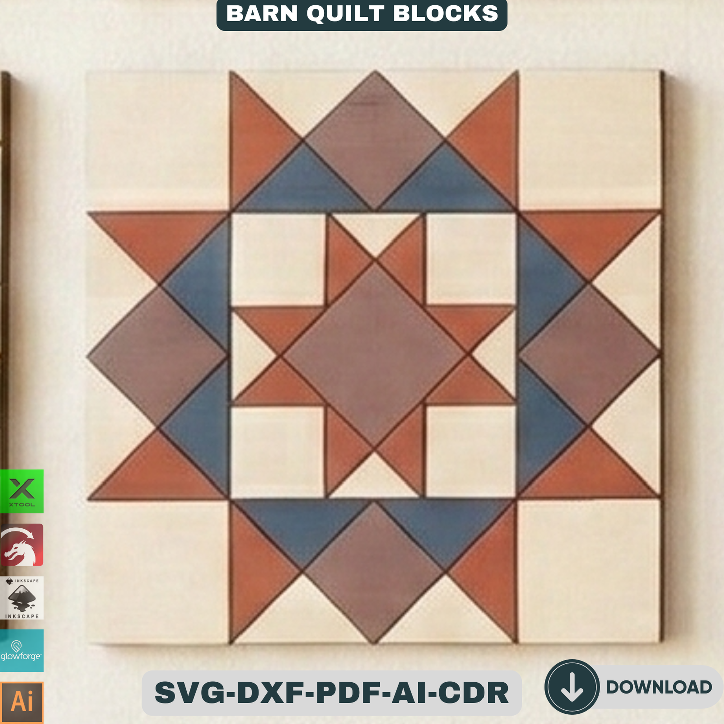Barn Quilt Blocks, Geometric Patchwork Wall Patterns, DIY Wood Sign Mosaic Decor 937