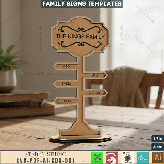 Personalized North Pole Family Sign - Custom Christmas Keepsake Decor Laser Template for Festive Home 744