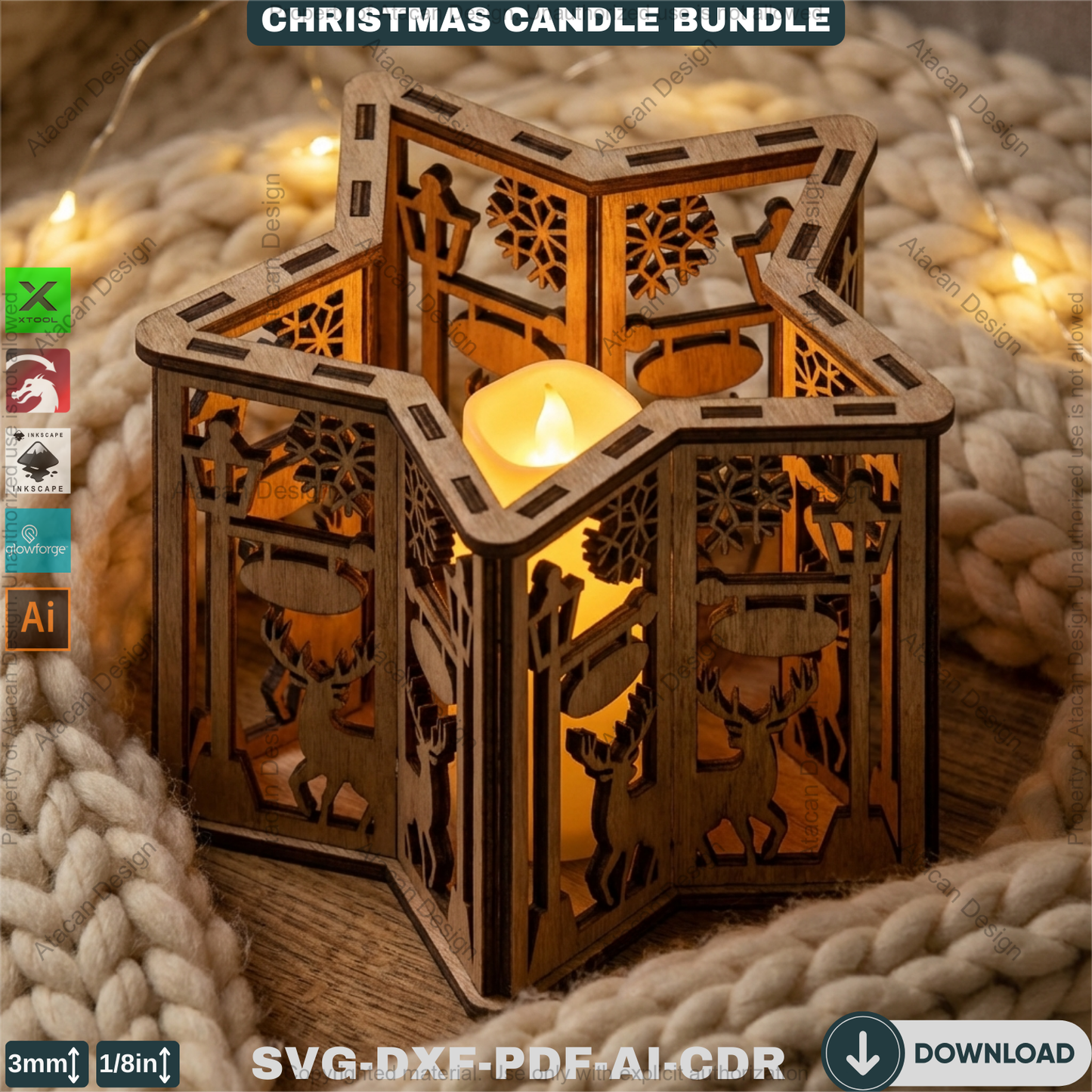 Star Christmas Lantern Bundle – Laser Cut Candle Holders & Tealight Boxes – Festive Table Decor 926