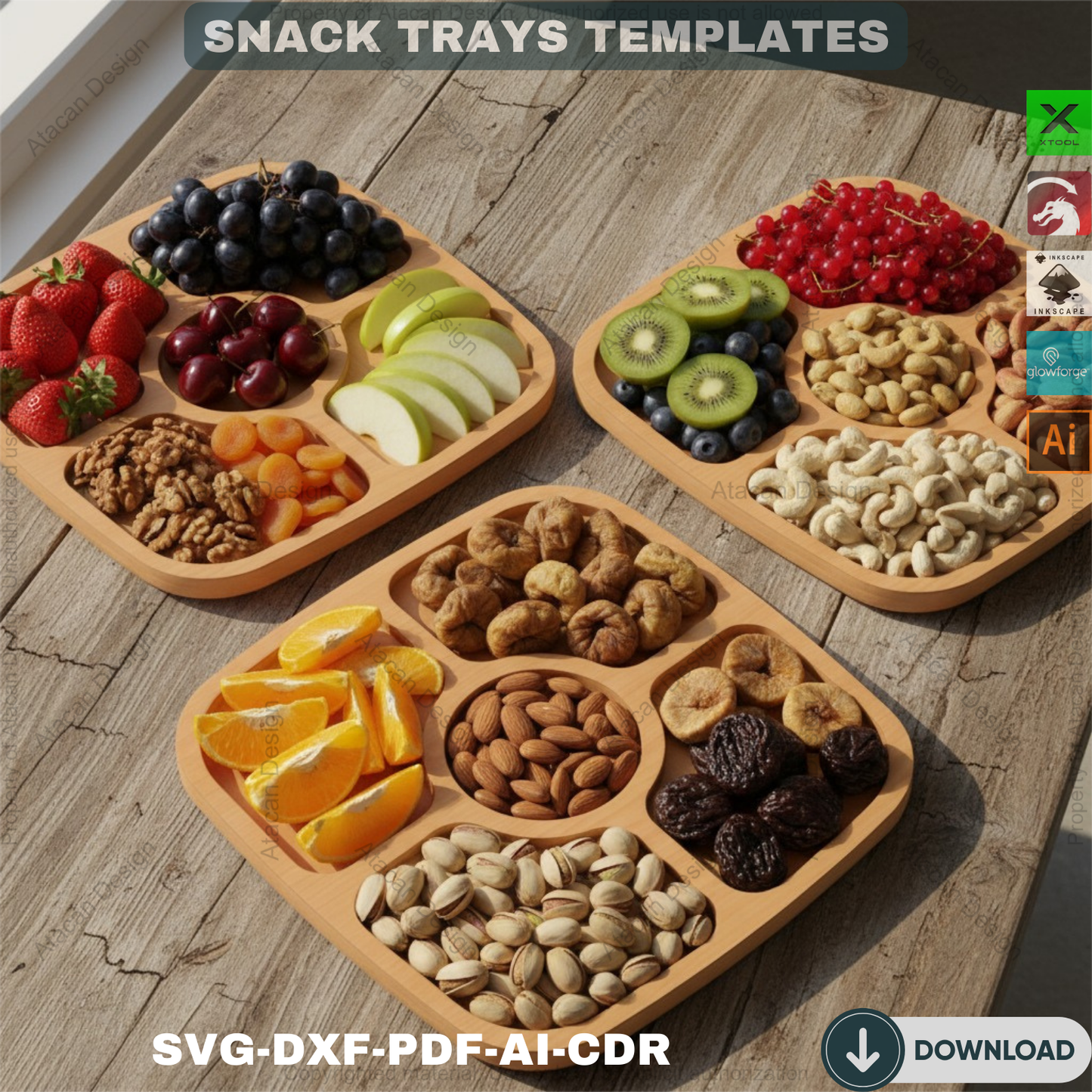 DIY Charcuterie Boards - Snack Trays Laser Cut  Files for Stylish Serving 523