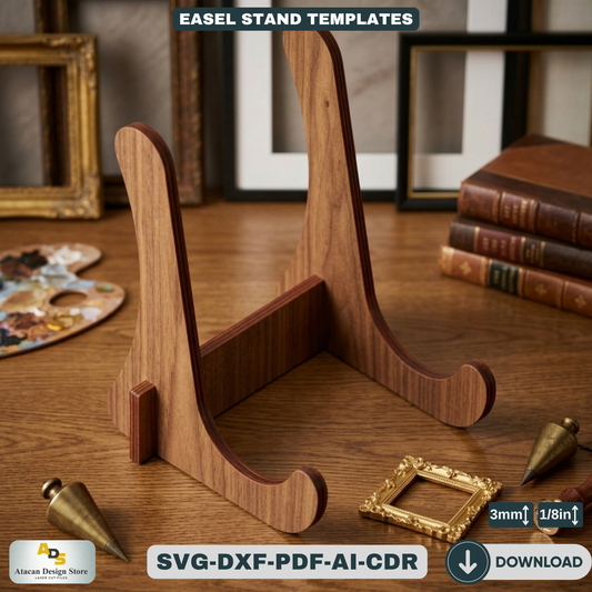 Wooden Easel Stand Laser Cut Template Art Display Holder for Frames and Signs 083