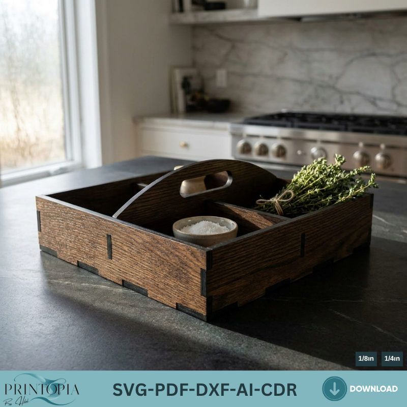 Laser Cut Divided Wooden Tray - Snack Trays Serving and Organization 188