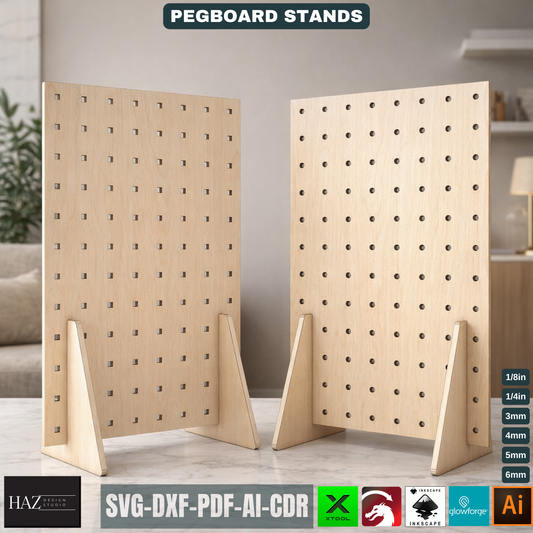 Laser Cut Pegboard Display Stand Template Craft Fair Tabletop Organizer Desk Storage Board 286