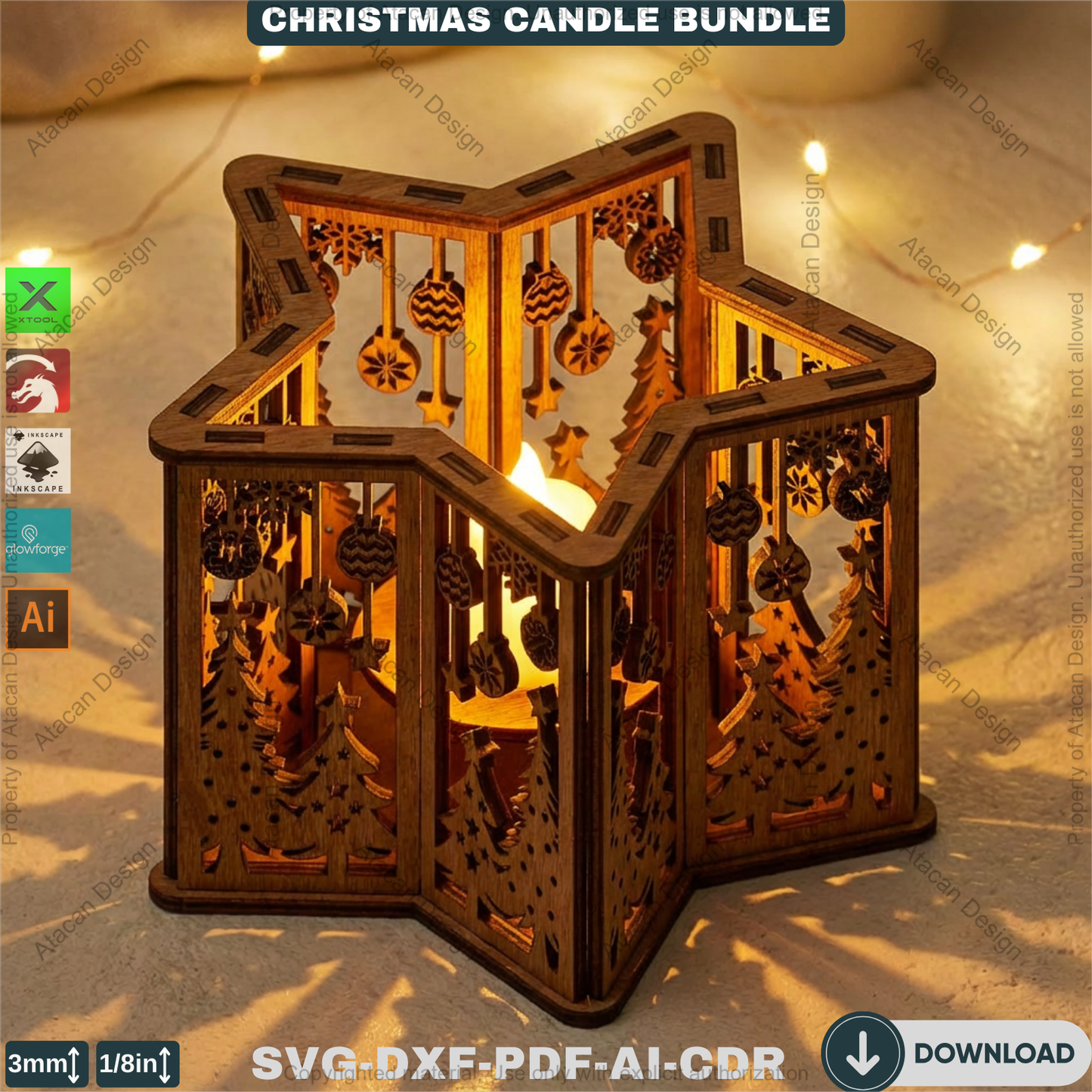 Star Christmas Lantern Bundle – Laser Cut Candle Holders & Tealight Boxes – Festive Table Decor 926