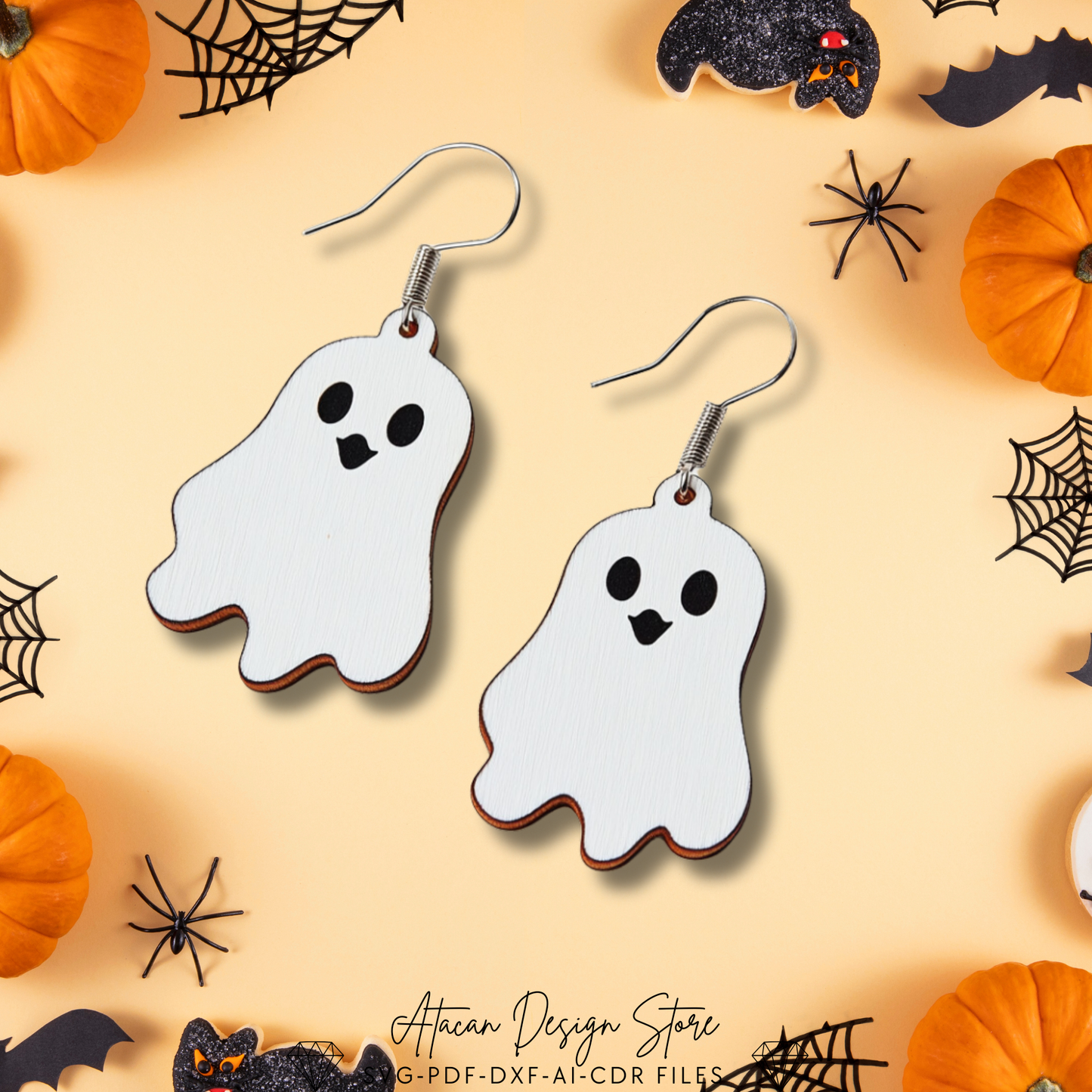 Halloween Earring Collection - Cute and Creepy Laser Cut Designs for Skulls, Ghosts, and Pumpkins 718